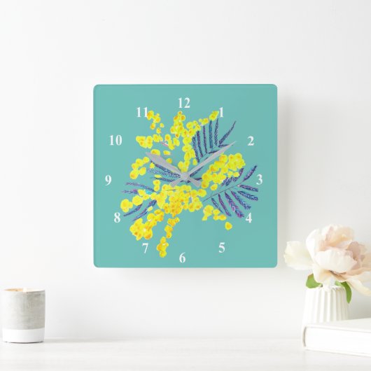 シンプルピンク日本の刺激を受けた抽象芸術 スクエア壁時計 (ホーム)