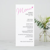 シンプルピンク書ブライダルシャワー メニュー (スタンド正面)