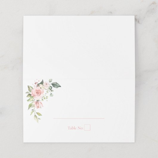シンプルピンク水カラー結婚フローラ座席表 プレイスカード (外部開封)