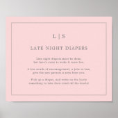 シンプルピンク深夜おむつ赤ちゃんシャワーゲーム ポスター (正面)