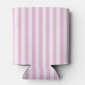 シンプルピンク白ストライプの縦線おもしろいガーリー 缶クーラー (裏面)