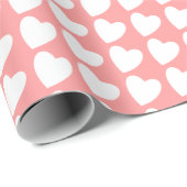 シンプルピンク白ハートパターガーリーン ラッピングペーパー (ロールコーナー)