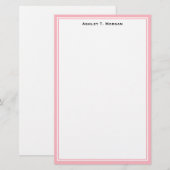 シンプルピンク白パーソナライズされた文具 便箋 (正面/裏面)