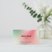 シンプルピンク緑のグラデーション名刺 名刺 (スタンド正面)