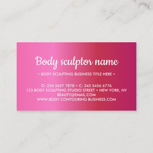 シンプルピンク色グラデーシフェミニンョン 名刺 (裏面)