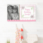 シンプルピンク誕生日カスタムフォトバナー 横断幕 (インサイチュ)