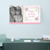 シンプルピンク誕生日カスタムフォトバナー 横断幕 (トレードショー)