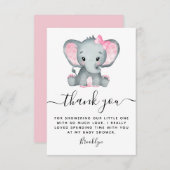 シンプルピンク象の赤ちゃんシャワー サンキューカード (正面/裏面)