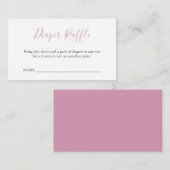 シンプルピンク赤ちゃんシャワーおむつラッフルエンクロージャー エンクロージャーカード (正面/裏面)