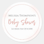 シンプルピンク赤ちゃんシャワーミニマル書道 ラウンドシール (正面)