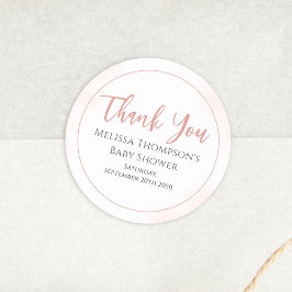 シンプルピンク赤ちゃんシャワーミニマル書道 ラウンドシール