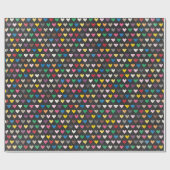 シンプルピンク赤ブルーグリーン黄ハートパターン ラッピングペーパー (フラット)