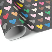 シンプルピンク赤ブルーグリーン黄ハートパターン ラッピングペーパー (ロールコーナー)