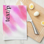 シンプルピンク赤水の色カスタム文字t追加 キッチンタオル (四つ折り)