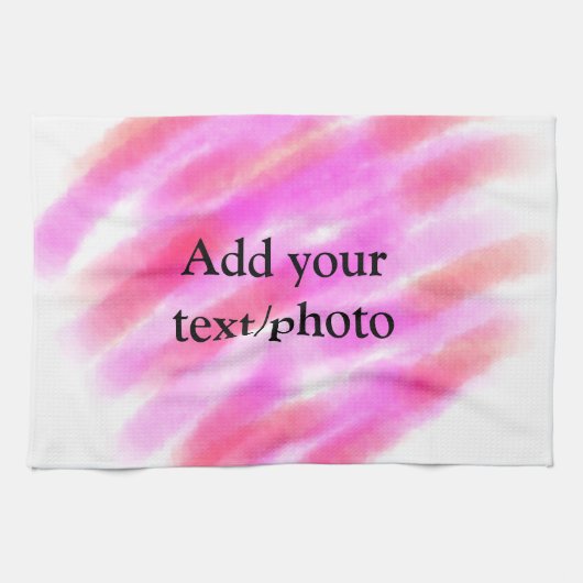 シンプルピンク赤水の色カスタム文字t追加 キッチンタオル (横)