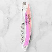 シンプルピンク赤水の色カスタム文字t追加 ソムリエナイフ (正面)