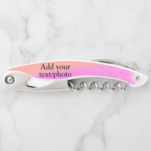 シンプルピンク赤水の色カスタム文字t追加 ソムリエナイフ (正面)