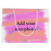 シンプルピンク赤水の色カスタム文字t追加 ラージペーパーバッグ (裏面)