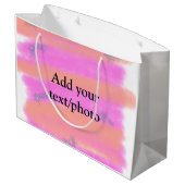 シンプルピンク赤水の色カスタム文字t追加 ラージペーパーバッグ (裏面アングル)