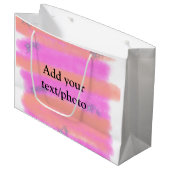 シンプルピンク赤水の色カスタム文字t追加 ラージペーパーバッグ (正面アングル)
