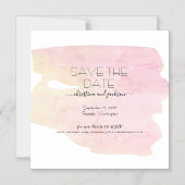シンプルピンク&イエローウォーター色のスワップ救日付 マグネット招待状 (正面)