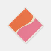 シンプルピンク、オレンジ、クリームの波2 スタンダードカクテルナプキン (角)