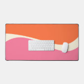 シンプルピンク、オレンジ、クリームの波2 デスクマット (キーボード&マウス)