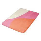 シンプルピンク、オレンジ、クリームの波4 バスマット (アングル)