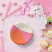 シンプルピンク、オレンジ、クリームの波4 ペーパーボウル (パーティー)