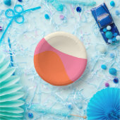 シンプルピンク、オレンジ、クリームの波4 ペーパーボウル (パーティー)