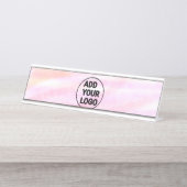シンプルピンミニマルク色の水彩画 デスクネームプレート (正面)