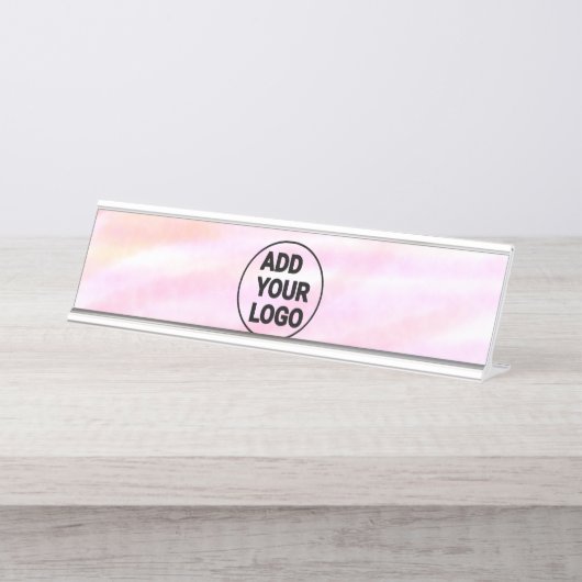 シンプルピンミニマルク色の水彩画 デスクネームプレート (正面)