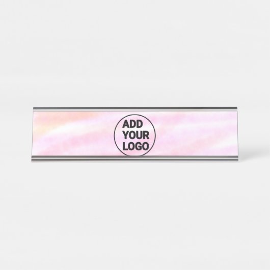 シンプルピンミニマルク色の水彩画 デスクネームプレート (正面)