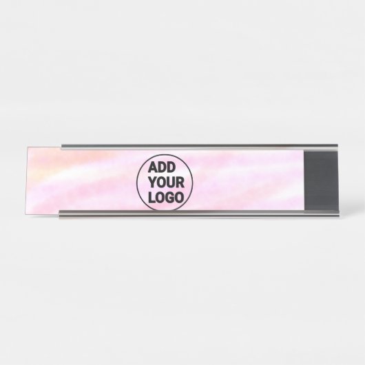 シンプルピンミニマルク色の水彩画 デスクネームプレート (正面)