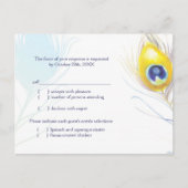 シンプルピーコックフェザー結婚ズのメニュー選択RSVP インビテーションポストカード (正面)