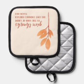 シンプルピーチの水の色与え感謝してい感謝祭 鍋敷き (正面/裏面)