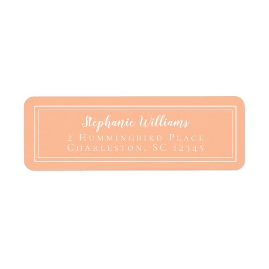 シンプルピーチウェディングRSVP差出人住所 ラベル (正面)