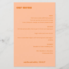 シンプルピーチオレンジシンプル色カスタムウェディングメニュー