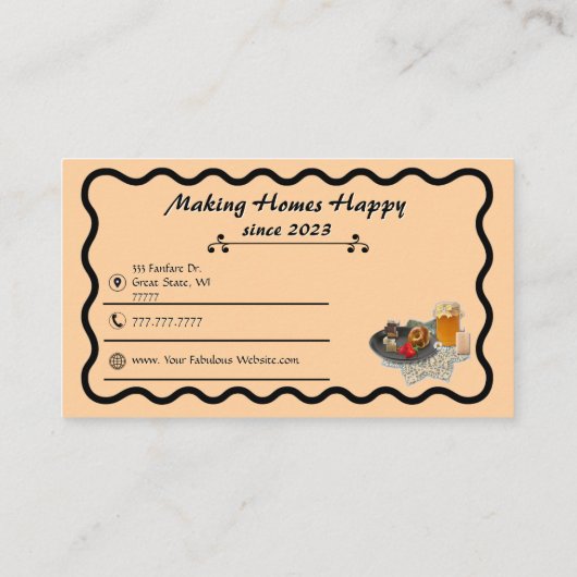 シンプルピーチシャーベットハンドメイドカントリーグッズ 名刺 (裏面)