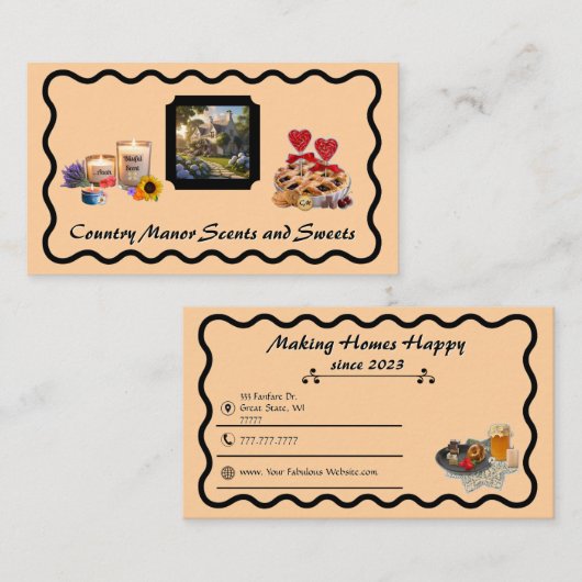 シンプルピーチシャーベットハンドメイドカントリーグッズ 名刺 (正面/裏面)