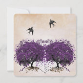 シンプルピーチパープルヴィンテージハートリーフツリー 招待状 (裏面)