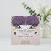 シンプルピーチパープルヴィンテージハートリーフツリー 招待状 (スタンド正面)