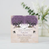 シンプルピーチパープルヴィンテージハートリーフツリー 招待状 (スタンド正面)