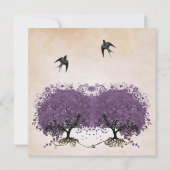 シンプルピーチパープルヴィンテージハートリーフツリー 招待状 (裏面)