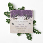 シンプルピーチパープルヴィンテージハートリーフツリー 招待状