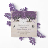 シンプルピーチパープルヴィンテージハートリーフツリー 招待状