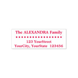 シンプルファミリの姓、住所、ひし形 セルフインキングスタンプ