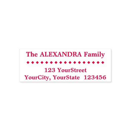 シンプルファミリの姓、住所、ひし形 セルフインキングスタンプ (デザイン)