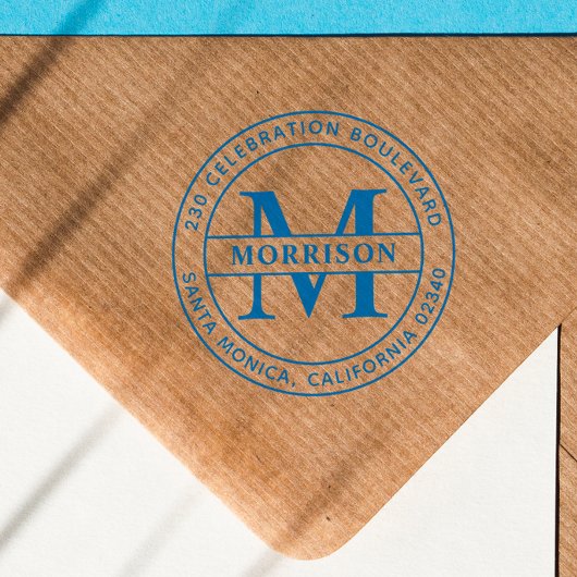 シンプルファミリーネームモノグラム&ラウンド差出人住所 セルフインキングスタンプ