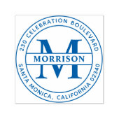 シンプルファミリーネームモノグラム&ラウンド差出人住所 セルフインキングスタンプ (デザイン)